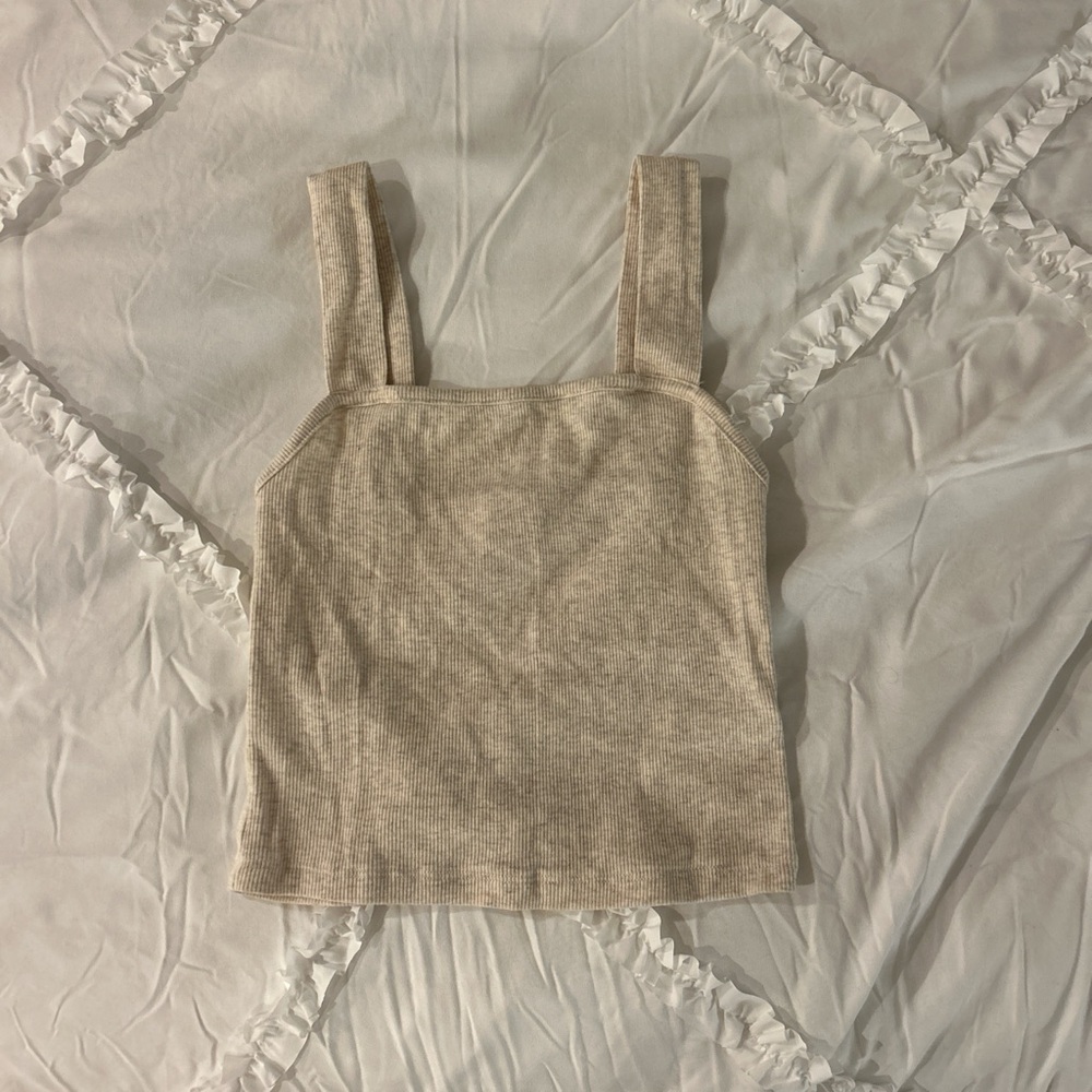 American Eagle Cream Ribbed Tank Top